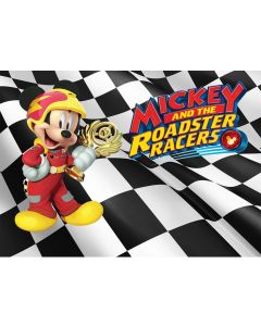 Mickey and the Roadster Racers Background for Photography 7x5ft Black and White Chequered Flag Race Car Themed Photography Backdrop