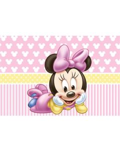 Pink Mouse Head Step and Repeat Background for Photography 7x5ft Minnie Mouse Birthday Banner Personalized Party Backdrop Decoration Customized One Year Old Backdrops Birthday