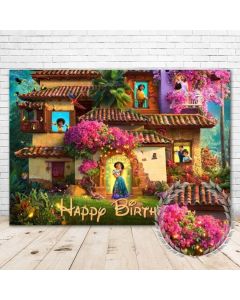 Colorwonder Encanto Happy Birthday Backdrop 7x5 Magical Floral House Mirabel Encanto Birthday Background for Kids Party Decor Vinyl Encanto Movie Poster for Nursery, B64611-HB