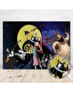 Colorwonder Nightmare Before Christmas Backdrop for Pictures 7x5 Gold Moon Holiday Tree Nightmare Before Christmas Backdrop Background for Kids Halloween Party Supplies, B36111