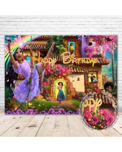 Colorwonder Encanto Party Decorations for Girls 7x5 Flower Magical Casita Castle Encanto Backdrop Happy 1st Birthday Vinyl Butterfly Encanto Background Party Decorations