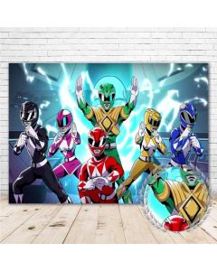 Colorwonder Green Power Ranger Backdrop 7x5 Happy Birthday Background Super Hero Power Rangers Steel Birthday Party Supplies Vinyl Power Rangers Background for Boys Party Decor (A4-B90411)